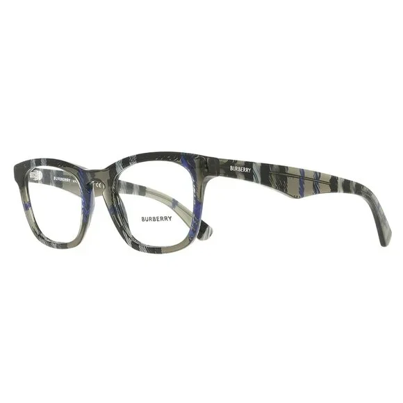 Burberry Eyeglasses B2291 3581 54mm Square Frame Gray & Blue Plaid Acetate New - Picture 2 of 10